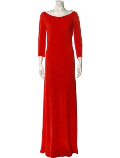 Pre-owned Cortana Bateau Neckline Long Dress In Multi