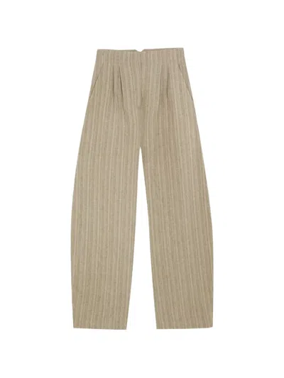 Cortana Camila Linen Straight-leg Trousers In Neutral