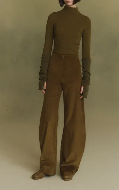 Cortana Cashmere Mock-neck Fio Top In Green