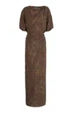 Cortana Cassiopea Ruched Maxi Dress In Brown