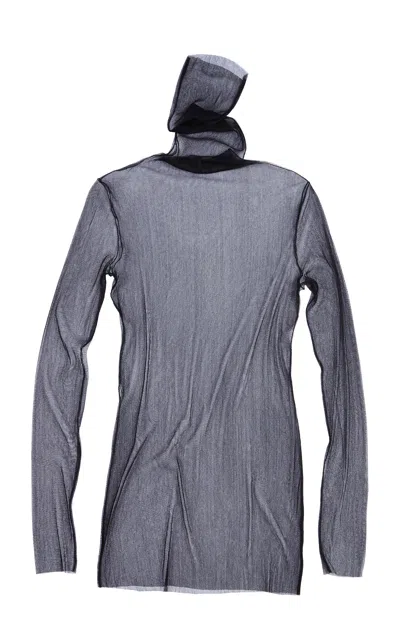 Cortana Cisne Sheer Tulle Turtleneck Top