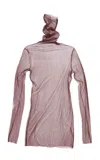 Cortana Cisne Sheer Tulle Turtleneck Top