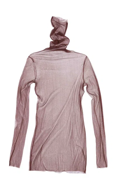 Cortana Cisne Sheer Tulle Turtleneck Top