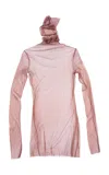 Cortana Cisne Silk-blend Tulle Top In Brown