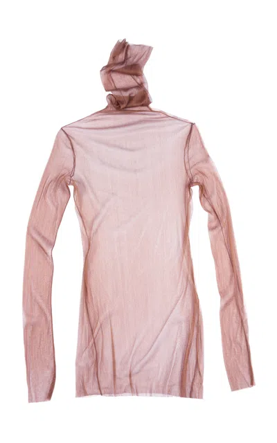 Cortana Cisne Silk-blend Tulle Top In Brown
