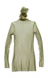 Cortana Cisne Silk-blend Tulle Top In Green