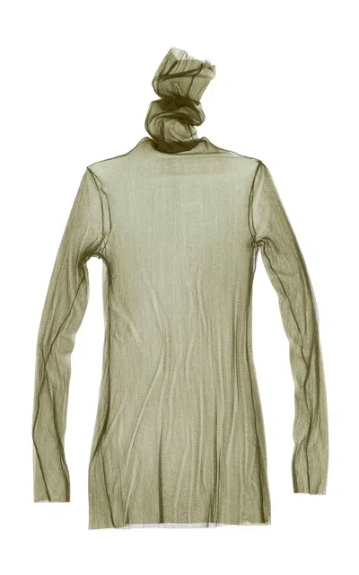 Cortana Cisne Silk-blend Tulle Top In Green