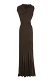 Cortana Copal Silk Ruched Maxi Dress