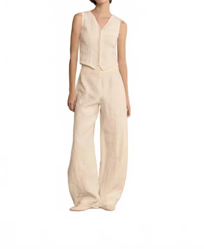 Cortana Costa Linen Pants In Ivory In Neutral