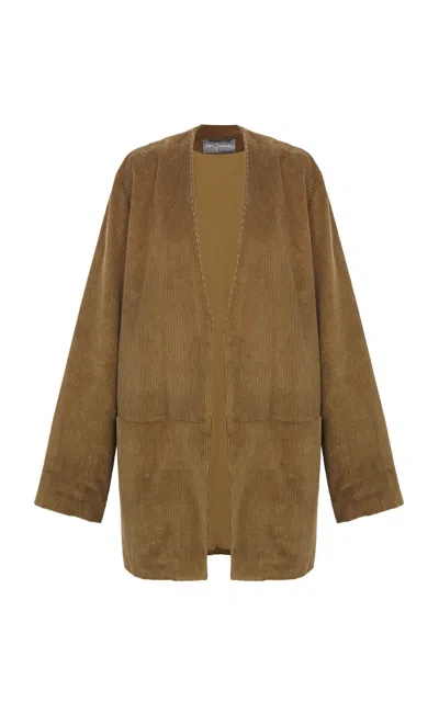 Cortana Cotton-linen Blend Eracle Jacket In Brown