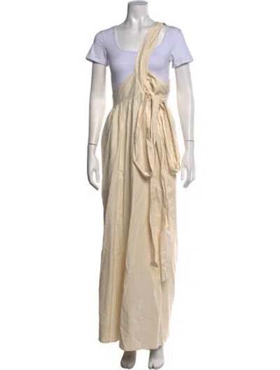 Pre-owned Cortana Crew Neck Long Dress In Neutrals