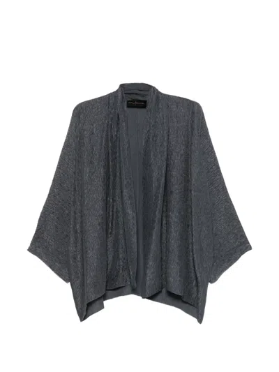 Cortana Crinkled-effect Shawl-lapel Jacket In Gray