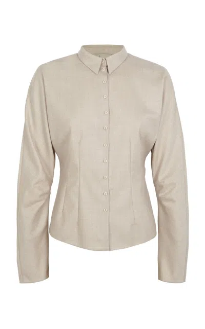 Cortana Cuento Fitted Wool-cashmere Shirt In Neutral