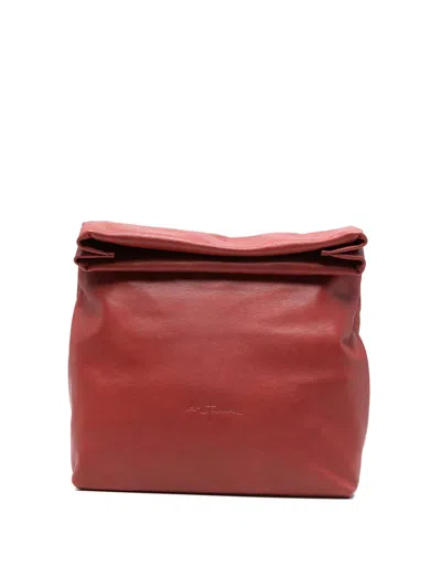 Cortana Delhi Large Leather Clutch In Red