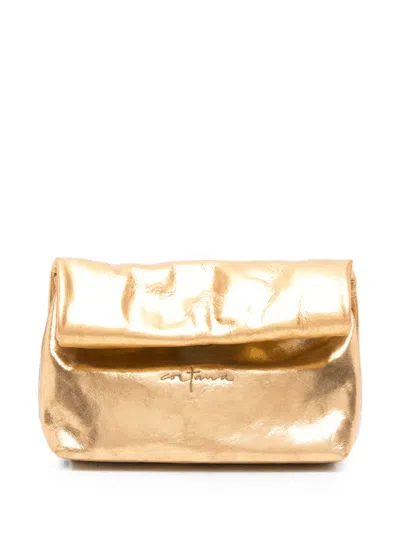 Cortana Delhi Metallic-effect Clutch Bag In Gold