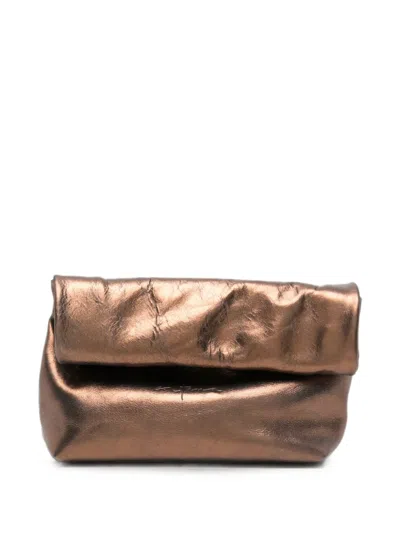 Cortana Delhi Metallic-effect Clutch Bag In Neutral