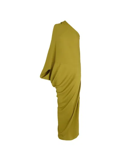 Cortana Delore One-shoulder Draped Dress In Green