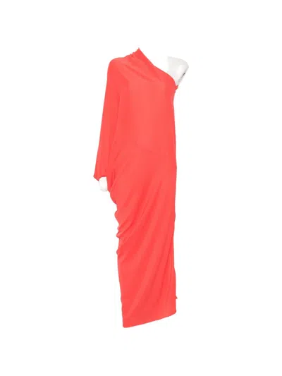 Cortana Silk One Shoulder Floor Length Dress In Brown