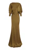 Cortana Dorado Satin Maxi Dress In Brown