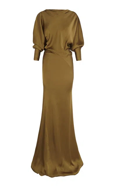 Cortana Dorado Satin Maxi Dress In Brown