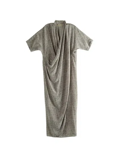 Cortana Draped V-neck Dress In Gray