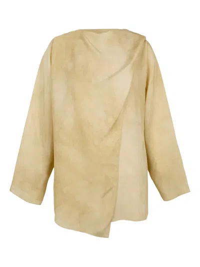 Cortana Dream Draped Panelled Blouse In Yellow