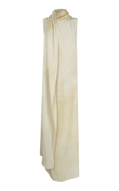 Cortana Dream Silk Cowl Neck Dress In Neutral