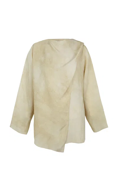Cortana Dream Silk Wrap Shirt In Neutral