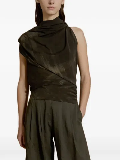 Cortana Dye Draped-neck Top In Green
