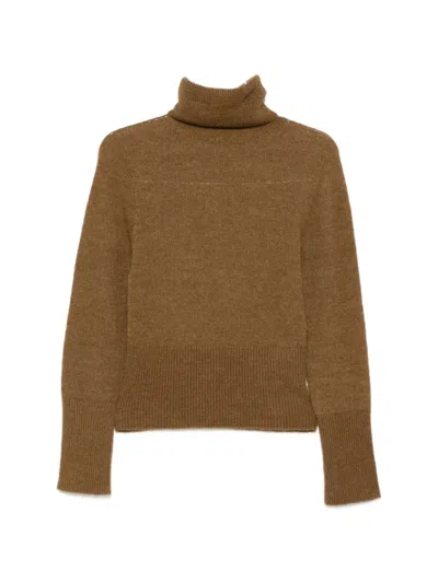 Cortana Eira Roll-neck Ribbed-trim Sweater In Brown