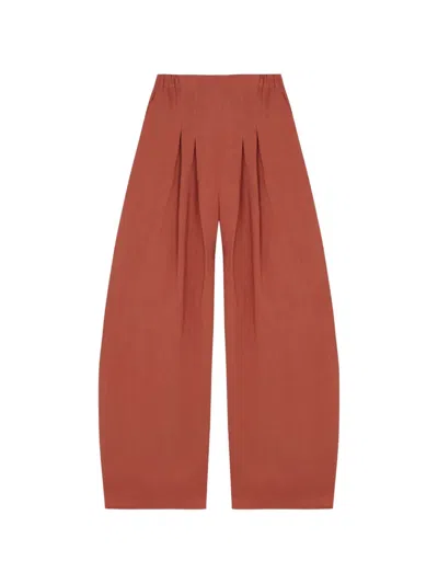 Cortana Elena Pleated Palazzo Pants In Brown