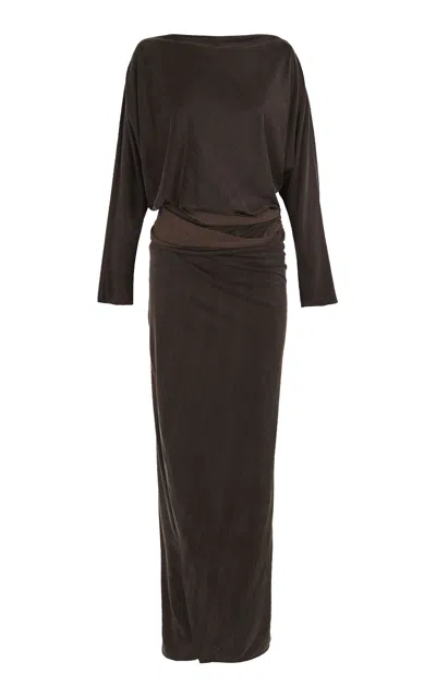 Cortana Espera Cotton-blend Maxi Dress In Brown