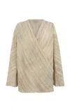 Cortana Fedra Striped Silk Wrap Top