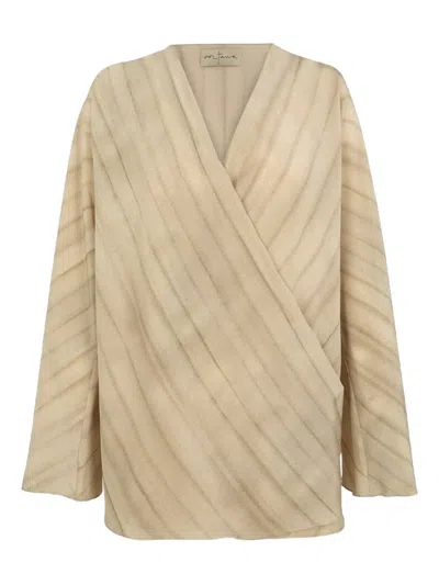 Cortana Fedra Wrap Blouse In Neutral