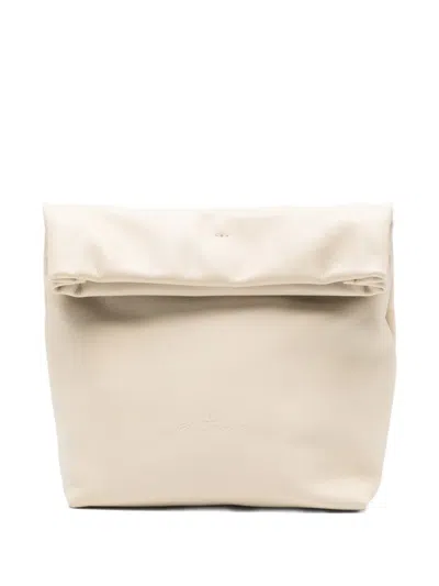 Cortana Fold-over Leather Clutch Bag In Neutral