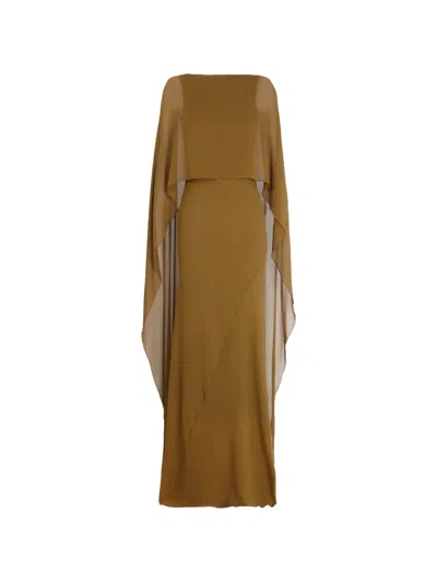 Cortana Galea One-shoulder Silk-chiffon Maxi Dress In Brown