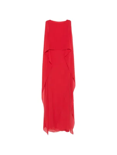 Cortana Galea Cape-style Draped Maxi Dress In Red