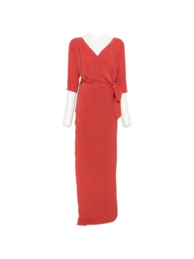 Cortana Genara Wrap-style Tied-waist Maxi Dress In Red