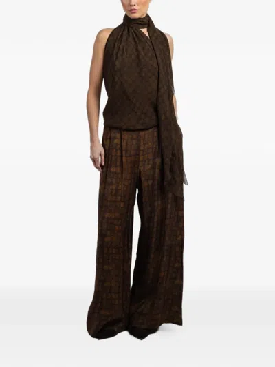 Cortana Georgette Halterneck Top In Brown