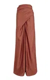 Cortana Glow Linen-blend Wide-leg Wrap Pants In Brown