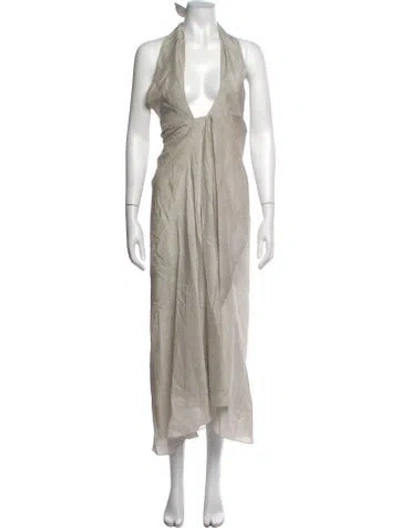 Pre-owned Cortana Halterneck Long Dress In Neutrals