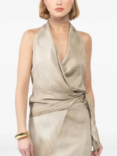 Cortana Halterneck Tie Top In Neutral