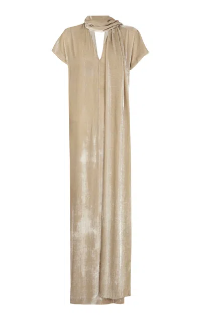 Cortana Iris Velvet Maxi Dress In Neutral