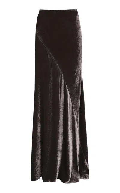 Cortana Iris Velvet Maxi Skirt In Black