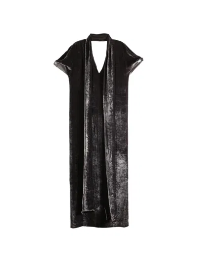 Cortana Iris Velvet V-neck Maxi Dress In Black