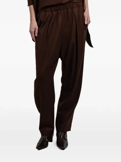 Cortana Jackie Elasticated-waist Pleated Trousers In Brown