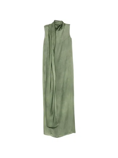Cortana Lava Draped Maxi Dress In Green
