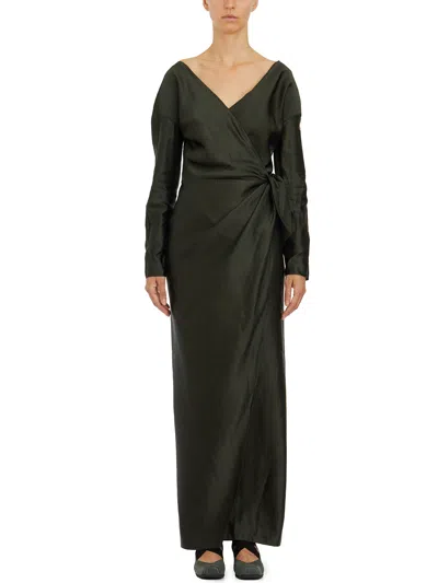 Cortana Linen And Viscose Dress In Gray