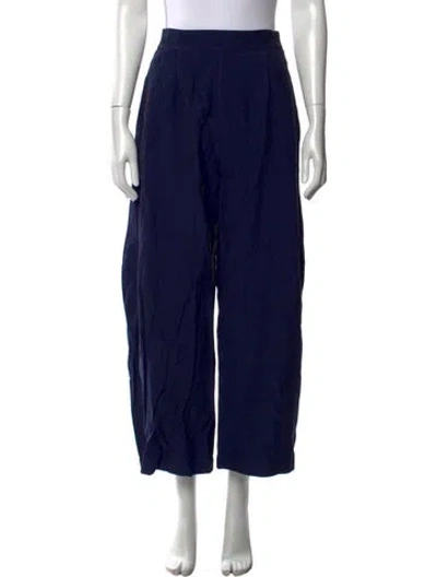 Pre-owned Cortana Linen Wide Leg Pants In Blue