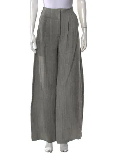 Pre-owned Cortana Linen Wide Leg Pants In Grey